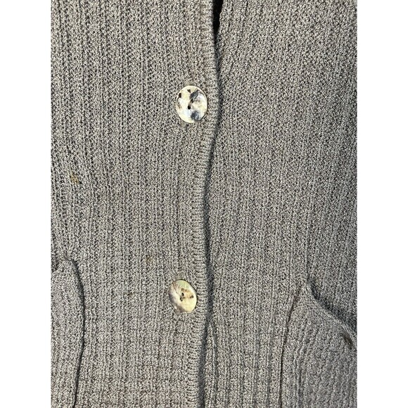 MARGARET O'LEARY Tan  knit button front cardigan sweater sz M Pockets Collar‎ - Picture 5 of 9